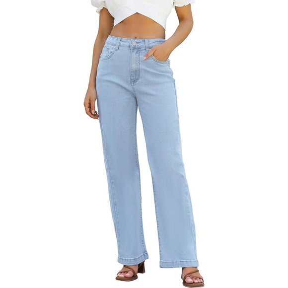 Ettelo Denim - Women's Ettelo High Waisted Straight Leg Jeans – Light Blue – Size 8 – NWOT